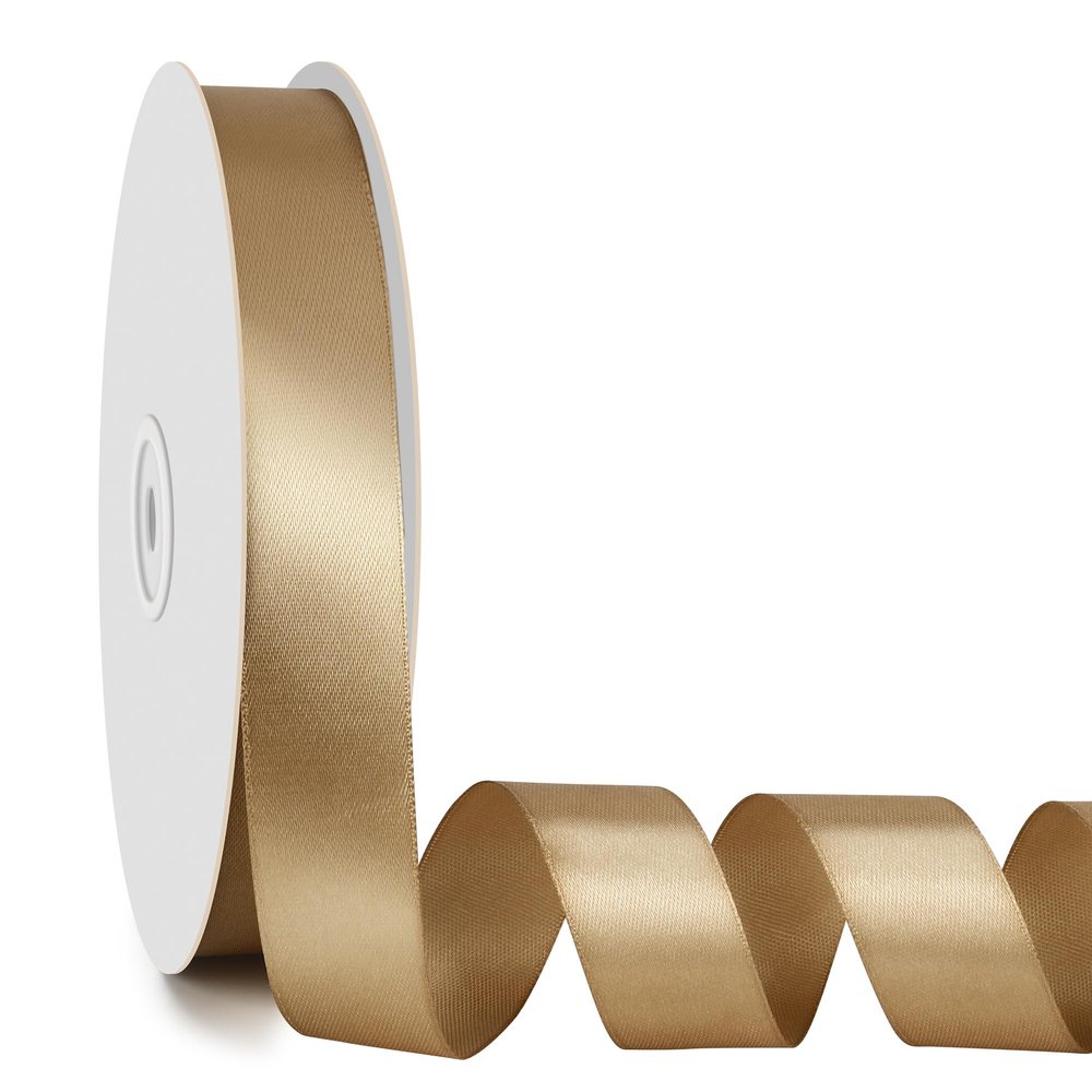 100 Yards 1 Inch Champagne Gold Ribbons, Gold Satin Ribbon for Gift Wrapping, Wide Gift Fabric Ribbon for Bouquets Crafts Wedding Invitation Gifts Home Stocking Stuffers Decoration