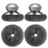 2 Pack Stainless Steel Wool Scrubber with Handle & 2 Pack Replacement Steel Scrubber Wool Pads for Cleaning Iron Pots Dishes Pans Metal Scrubbers for Kitchen Wash Sink Stoves Grills Pot Brush (Silver) view 1