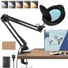 15X Magnifying Glass with Light, Real Glass Lens, 84 LEDs, 5 Color Modes, 10 Brightness Dimmable, Adjustable Swing Arm with Clamp, Hands-Free Magnifier for Reading, Crafts, Repair, Sewing, Close Work view 1