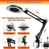 15X Magnifying Glass with Light, Real Glass Lens, 84 LEDs, 5 Color Modes, 10 Brightness Dimmable, Adjustable Swing Arm with Clamp, Hands-Free Magnifier for Reading, Crafts, Repair, Sewing, Close Work view 2