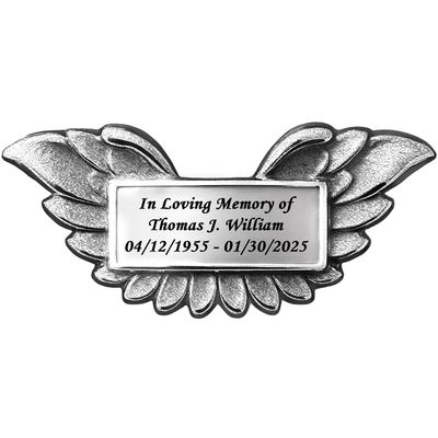 AMERICURN Custom Engraved Plaque for American Flag Urn Personalized Aluminum Name Plate for Cremation Urn for Ashes Adult Male Elegant 3x1 Inch Memorial Tag with Double-Sided Tape Silver Finish