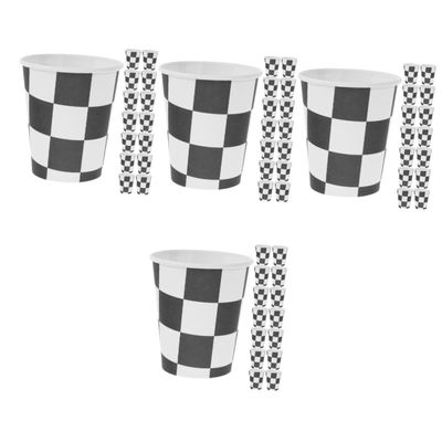 ULTECHNOVO 4sets Racing Party Paper Cups Festive Tableware for Weddings Birthdays Events for Serving Water Beverages 30pcs*4