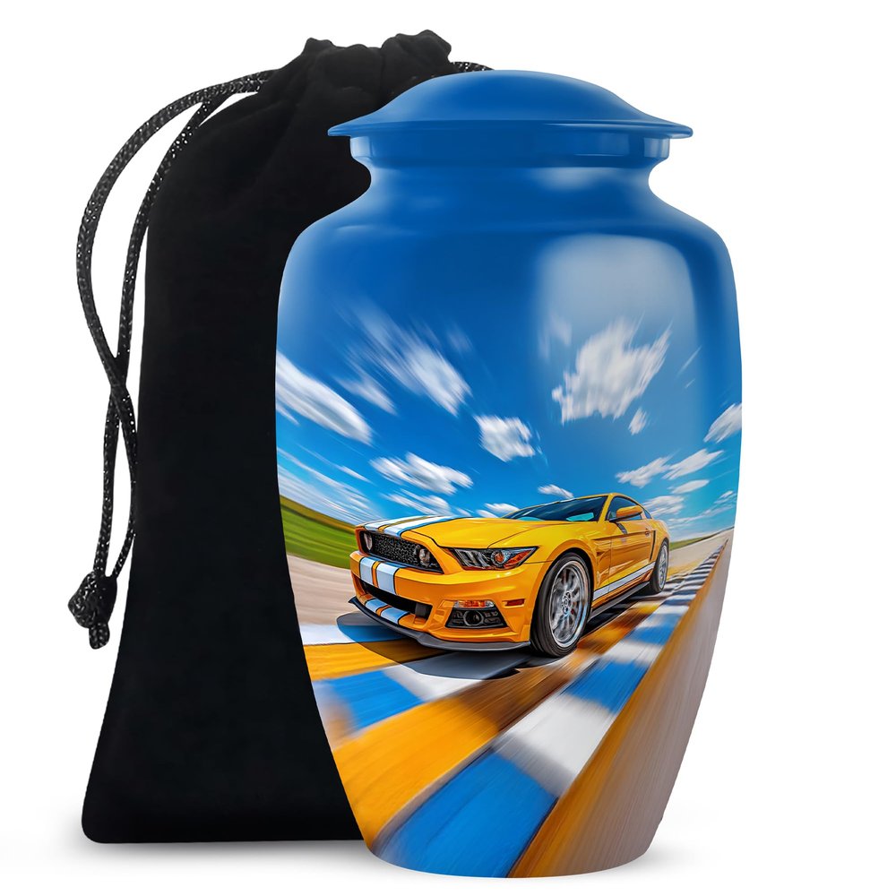 Casketique Car Urns for Cremation Ashes Mother & Father - Large Blue Burial Urns for Adult Male - Memorial Urn for Ashes for Women - Funeral Urn for Men - 10 Inch