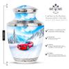 Casketique Car Cremation Urns for Adult Ashes Women - Blue Funeral Urns for Human Ashes Adult Man & Women Set of 2 - Cremation Urn for Mom & Dad 1 Large & 1 Keepsake Urn - 10 & 3 Inch view 2