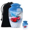 Casketique Car Adult Urns for Human Ashes Women Set of 2 - Blue Large & Small Urns for Human Ashes Adult Man & Women - Burial Cremation Urn for Dad 1 Large & 1 Keepsake - 10 & 3 Inch view 1