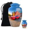 Casketique Car Cremation Urns for Adult Ashes Women & Men Combo Set of 2 - Blue Adult Male Urn for Ashes 1 Large & 1 Keepsake - Funeral Urn for Mom & Dad - 10 & 3 Inch view 1