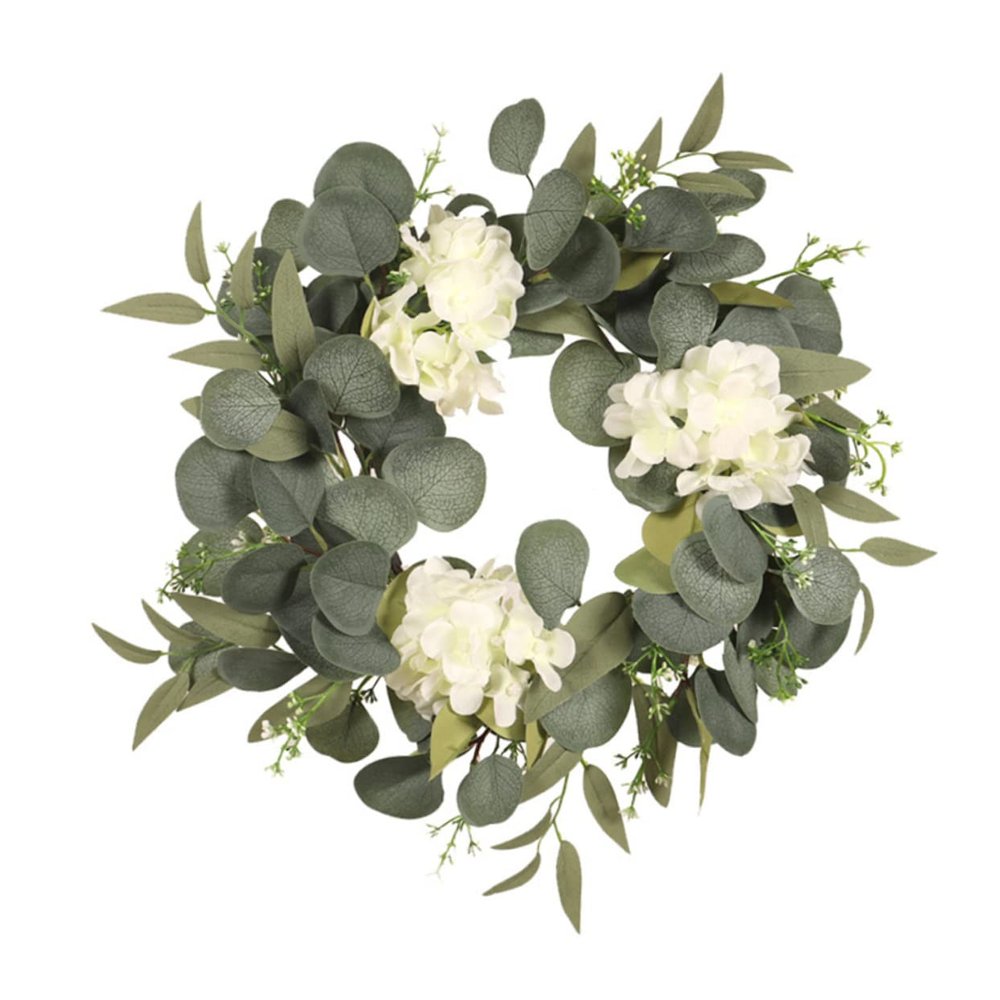 ABOOFAN 1Pc Emulated Green Plant Wreath Simulated Eucalyptus Garland Decor for Door or Wall Elegant Spring Home Decoration and Easy to Maintain for Weddings