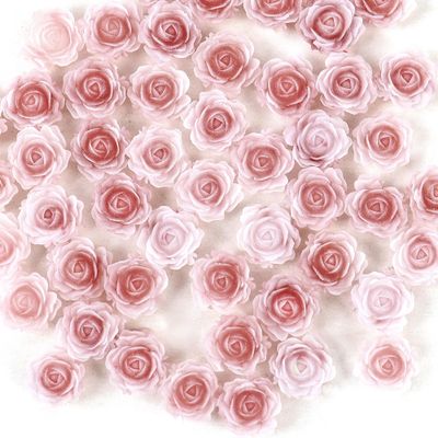 100 Pack Mini Rose Flowers Cupcake Toppers Picks Pink Rose Flower for Baby Shower Birthday Summer Spring Theme Party Cake Decoration Supplies