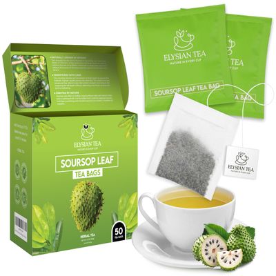 100 PACK Soursop Leaves Tea Bags Individual Wrapped Tea Bags All Natural Herbal Tea | Caffeine Free | No Preservatives, No Sugar - Rich In Antioxidants