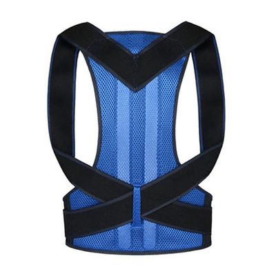 NSUQOA JSEIAJB Female Male Posture Corrector Adjustable Back Support Nylon Elastic Shoulder Back Brace Corset Back Belt(Blue,XXXL code)