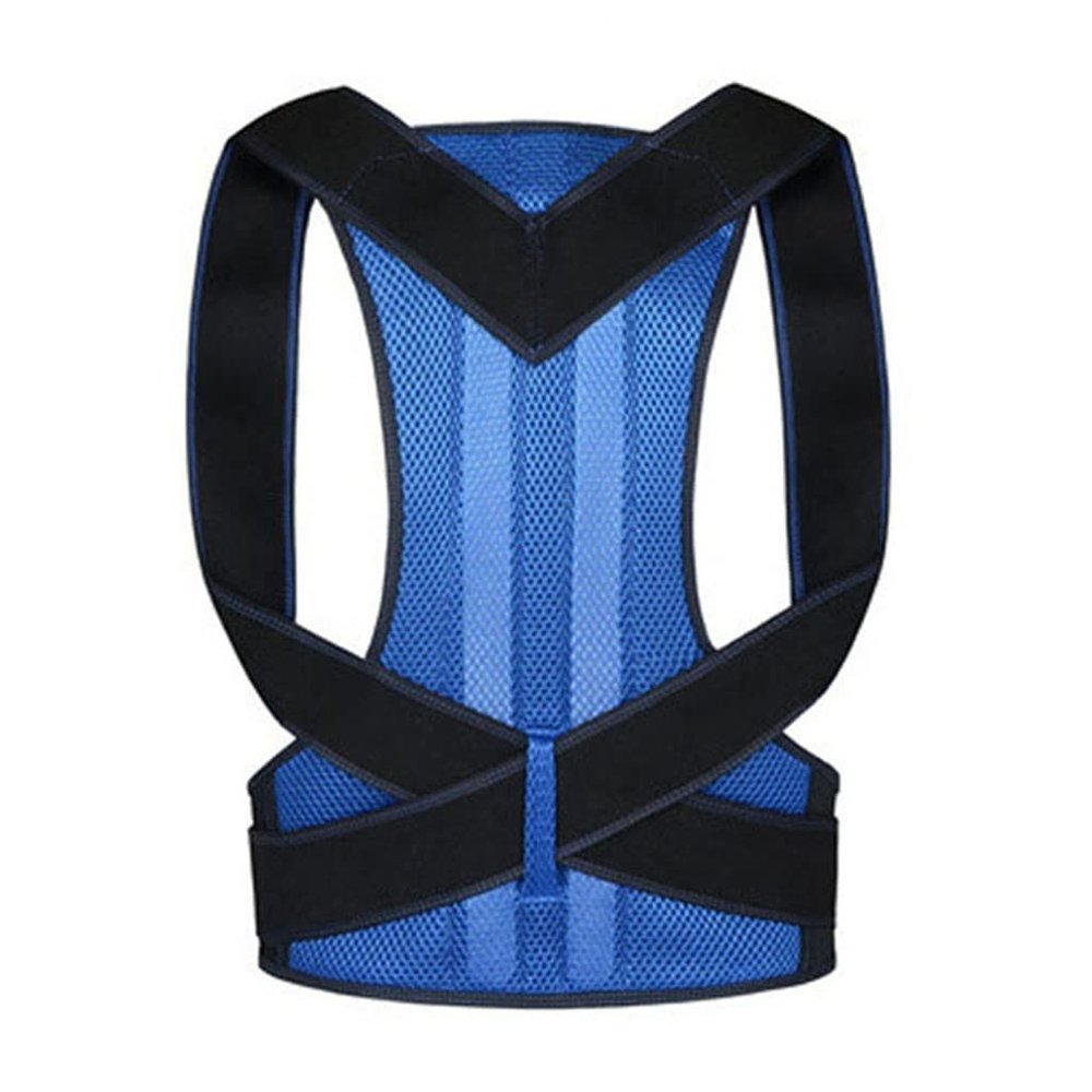 NSUQOA JSEIAJB Female Male Posture Corrector Adjustable Back Support Nylon Elastic Shoulder Back Brace Corset Back Belt(Blue,XXXL code)