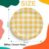 HSPAIDYP 50Pcs Gingham Party Supplies 7" Yellow Plaid Paper Plates YellowCheckered Plate Disposable Yellow and White Plaid Plates for Baby Shower Wedding Picnic BBQ Birthday Party Decor view 3