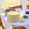 HSPAIDYP 50Pcs Gingham Party Supplies 7" Yellow Plaid Paper Plates YellowCheckered Plate Disposable Yellow and White Plaid Plates for Baby Shower Wedding Picnic BBQ Birthday Party Decor view 4