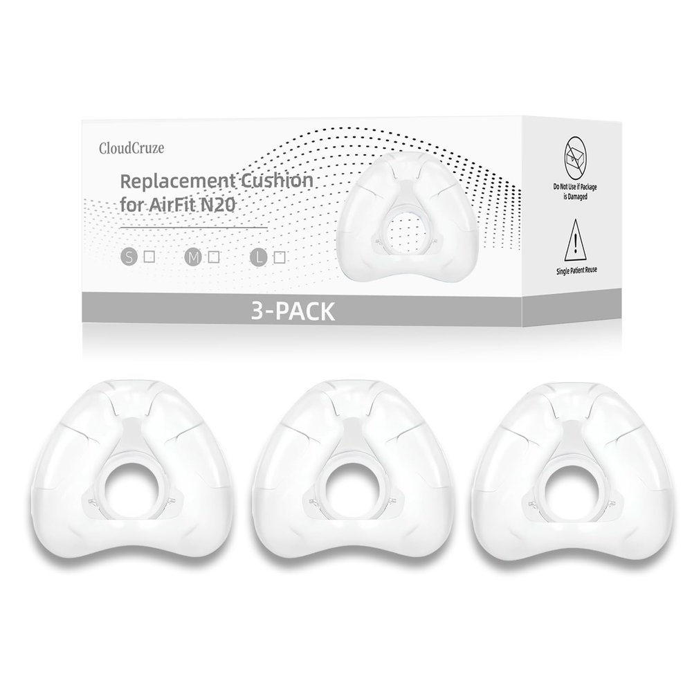 3 Pack Replacement Nasal Cushion for ResMed AirFit N20, Compatible with Original Frame, Reliable Seal and Durable Replacement Supplies, Large