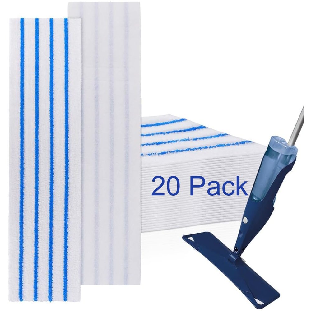 20 Pack Microfiber Disposable Mop Pads for Rubbermaid Quick Connect System Mop - Wet Dry Cleaning Replacement Mopping Pad for Bona,Turbo,Norwex and All 16 17 18'' Flat System Mop