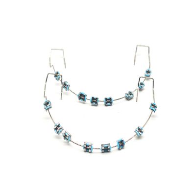 1 Pack Temporary Tooth Decoration with Metal Wires,Metal Bracket and Orthodontic Ligature Ties,Props for Dental Students to Practice and Orthodontist Explain (Blue)