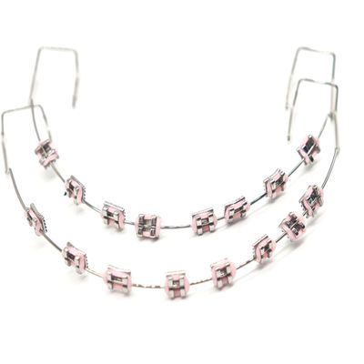 1 Pack Temporary Tooth Decoration with Metal Wires,Metal Bracket and Orthodontic Ligature Ties,Props for Dental Students to Practice and Orthodontist Explain (Pink)