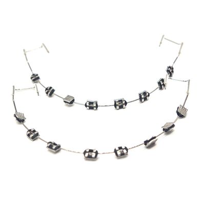 1 Pack Temporary Tooth Decoration with Metal Wires,Metal Bracket and Orthodontic Ligature Ties,Props for Dental Students to Practice and Orthodontist Explain (Black)