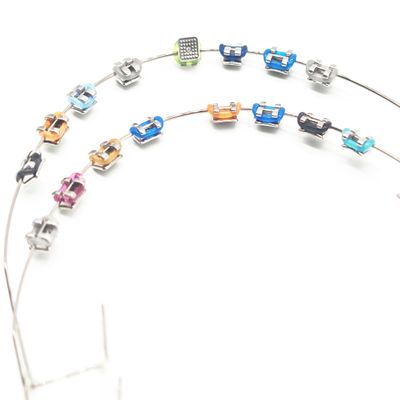 1 Pack Temporary Tooth Decoration with Metal Wires,Metal Bracket and Orthodontic Ligature Ties,Props for Dental Students to Practice and Orthodontist Explain (Mixed Color)
