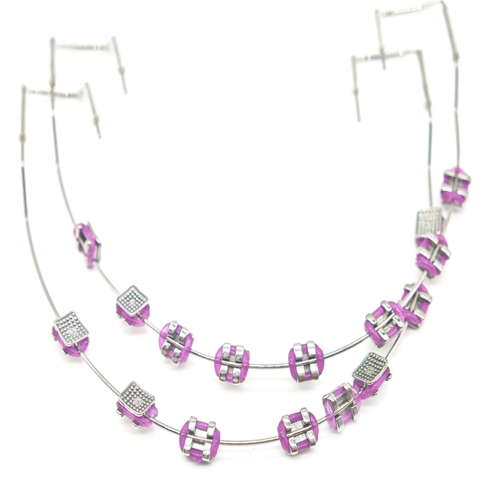 1 Pack Temporary Tooth Decoration with Metal Wires,Metal Bracket and Orthodontic Ligature Ties,Props for Dental Students to Practice and Orthodontist Explain (Purple)