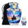 Remembrate Motorcycle Burial Urn for Human Ashes Adult Men and Women - Blue Funeral Urns for Ashes Adult Male Large 10 Inch & 3 Inch Set - Human Cremation Urn for Daughter and Son view 1