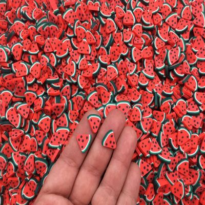 10mm Large Watermelon Polymer Clay Fruit Slices, Faux Fruit Sprinkles, Miniature Watermelon Charms, Nail Art Slices (Non Edible) (15g bag)