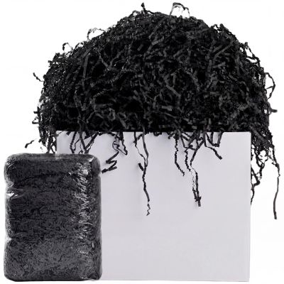AODESTINY 2.2LBS Crinkle Cut Paper Shred Filler, Black Shredded Paper for Gift Bag Box Basket, Packing Grass Cushion Crinkle Shred Filler for Christmas Wedding Birthday Bridesmaid Engagement