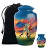 Casketique Baseball Adult Size Cremation Urns for Mom & Dad - Blue Memorial Urn for Ashes for Women 1 Large & 1 Keepsake Urn - Burial Urns for Adult - 10 & 3 Inch view 1