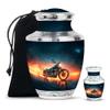 Remembrate Motorcycle Cremation Urns for Human Ashes Men - Green Father and Mother Urns for Human Ashes 3 Inch with 10 Inch Set - Funeral Urn for Men and Women Remains view 1