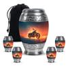 Remembrate Motorcycle Funeral Urns for Adult Ashes Women and Men - Adult Urns for Human Ashes Women - Green Funeral Urn for Mom and Dad - Memorial Large Urn 10 Inch, 4 Keepsake Combo view 1
