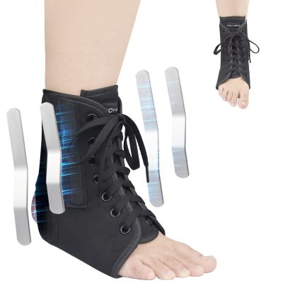 AIDY-PRO Lace Up Ankle Brace with Metal Side Stabilizers, Adjustable Lace-Up Ankle Braces for Men and Women Sprained Foot Support Brace for Posterior Tibial Tendonitis Achilles Tendon Injury L