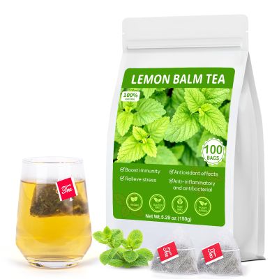 Lemon Balm Tea Bags, Pure & Natural Dried Lemon Balm, Herbal Tea Bags with Caffeine Free, Premium Lemon Balm Leaf for Calming and Digestion Support (1 Pack/100 Bags)