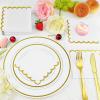 200pack White Cocktail Napkins - 5 Inch Gold Foiled Scalloped Cocktail Napkins, Elegant White and Gold Paper Napkin Beverage Napkin for Wedding, Baby Shower, Bridal Shower, Holiday Party view 4