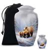 Casketique Bear Cremation Urns for Adult Male Set of 2 - White Funeral Urn for Ashes for Women Set of 1 Large & 1 Keepsake - Memorial Urns for Human Ashes Adult Male - 10 & 3 Inch Combo view 1