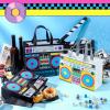 Locmeo 24 Pcs 80s90s Party Favor Bags Non Woven Retro Radio Grocery Bags for Hip Hop Birthday Disco Rock Party (Black,Yellow) view 2