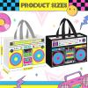 Locmeo 24 Pcs 80s90s Party Favor Bags Non Woven Retro Radio Grocery Bags for Hip Hop Birthday Disco Rock Party (Black,Yellow) view 3