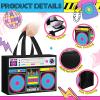 Locmeo 24 Pcs 80s90s Party Favor Bags Non Woven Retro Radio Grocery Bags for Hip Hop Birthday Disco Rock Party (Black,Yellow) view 4