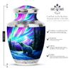 Casketique Bear Cremation Urns for Adult Male Set of 1 Large & 1 Keepsake - Blue Cremation Urns for Human Ashes Set of 2 - Northern Light Memorial Funeral Urn for Ashes for Women - 10 & 3 Inch Combo view 2