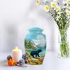 Casketique Bear Burial Urns for Adult Male Set of 2 - Blue Cremation Urns for Adult Ashes Women Set of 1 Large & 1 Keepsake - Wilderness Memorial Funeral Container for Human Ashes - 10 & 3 Inch Combo view 4