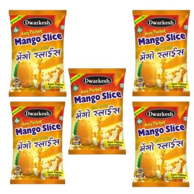 Dwarkesh Aam Pachak Slices Dried Mango Slices 100 gram Pack of 5 Sweet and Savour Chatpati Aaam Slices