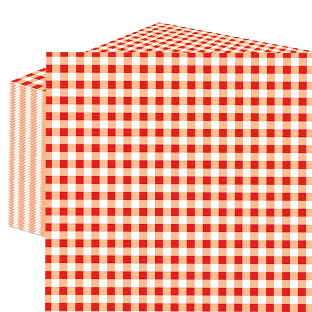 50 Count Red and White Gingham Paper Napkins, Disposable Checkered Cocktail Napkins for Picnic, BBQ, Farmhouse Party, Summer Birthday, Teacher Appreciation, and Back to School Table Decorations