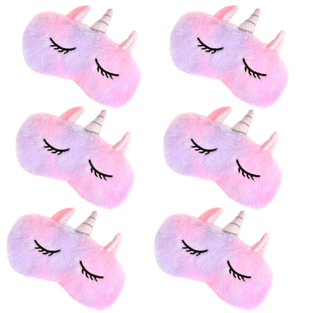 6Pack Sleep Mask for Girls, Pink Cute Unicorn Eye Mask for Princess Sleeping,Night Blindfold Bed Eye Covers