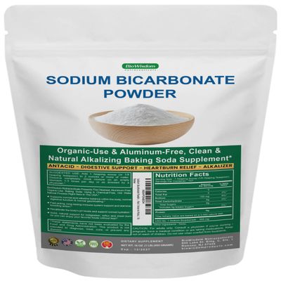 Sodium Bicarbonate Powder for Organic Use, Grade 1 Aluminum Free Baking Soda, Natural No Chemicals, Pure Powder for Cooking, Bicarbonato De Sodio Para Tomar en Polvo, 1 lb