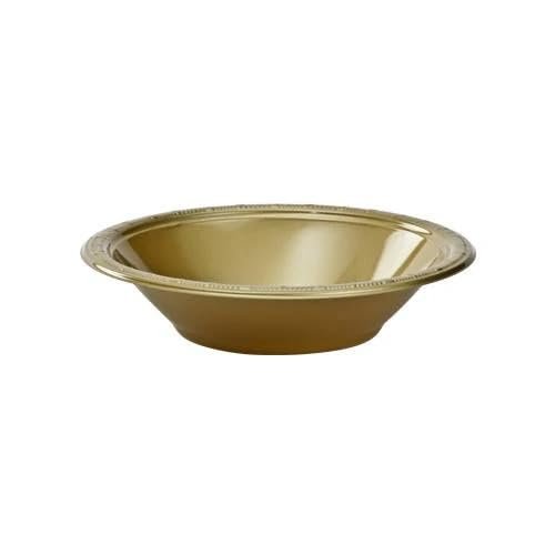 15oz Gold Plastic Round Bowl - Small Disposable Decorative Bowl for Parties Catering Weddings Appetizers Desserts Snacks Elegant Round Plastic Serving Bowl Lightweight Durable Tableware Events (300)