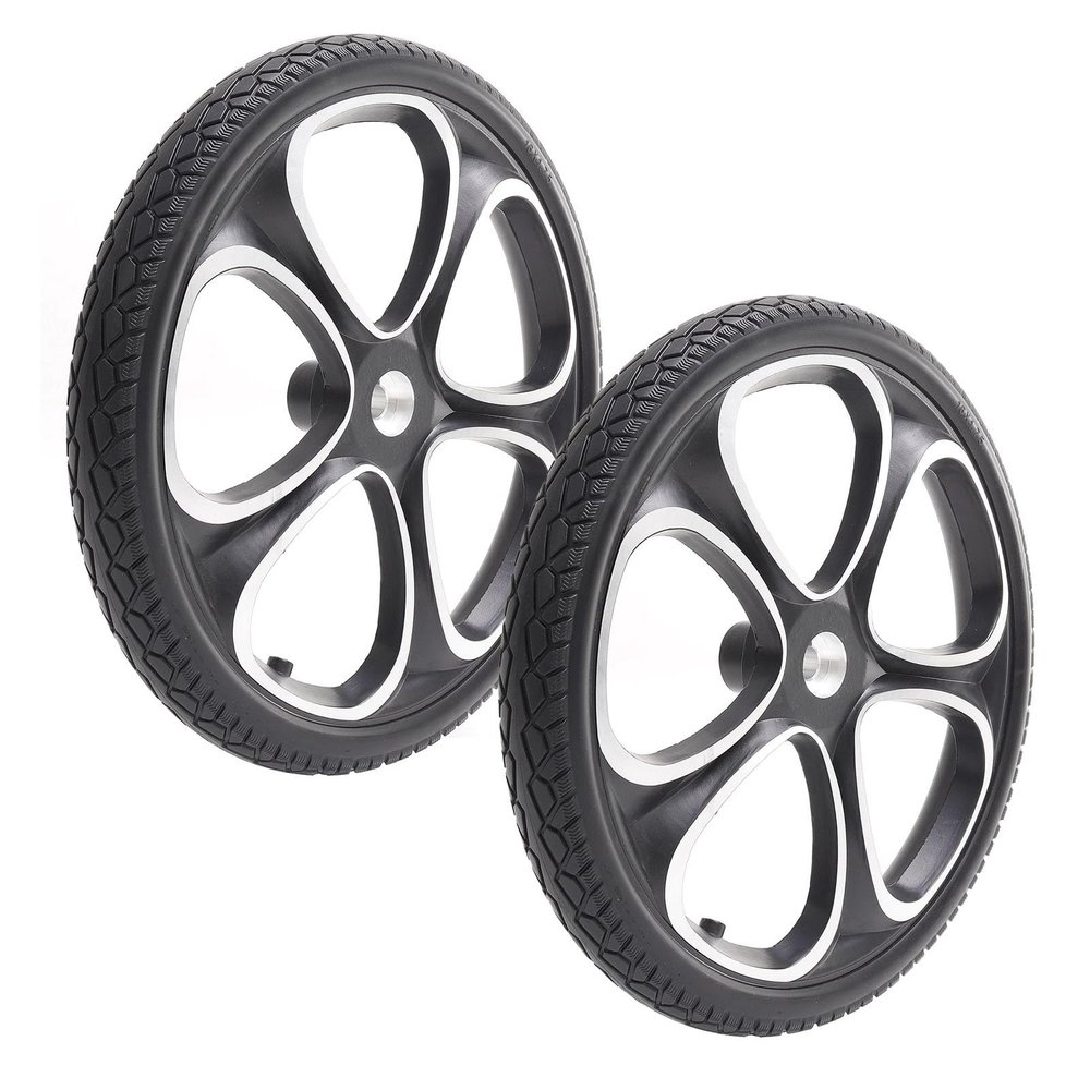 16 Inch Electric Wheelchair Rear Wheel Assembly, 16X1.75 Solid PU Wheelchair Replacement Wheel, Aluminum Alloy Hub, Bearing: 17mm