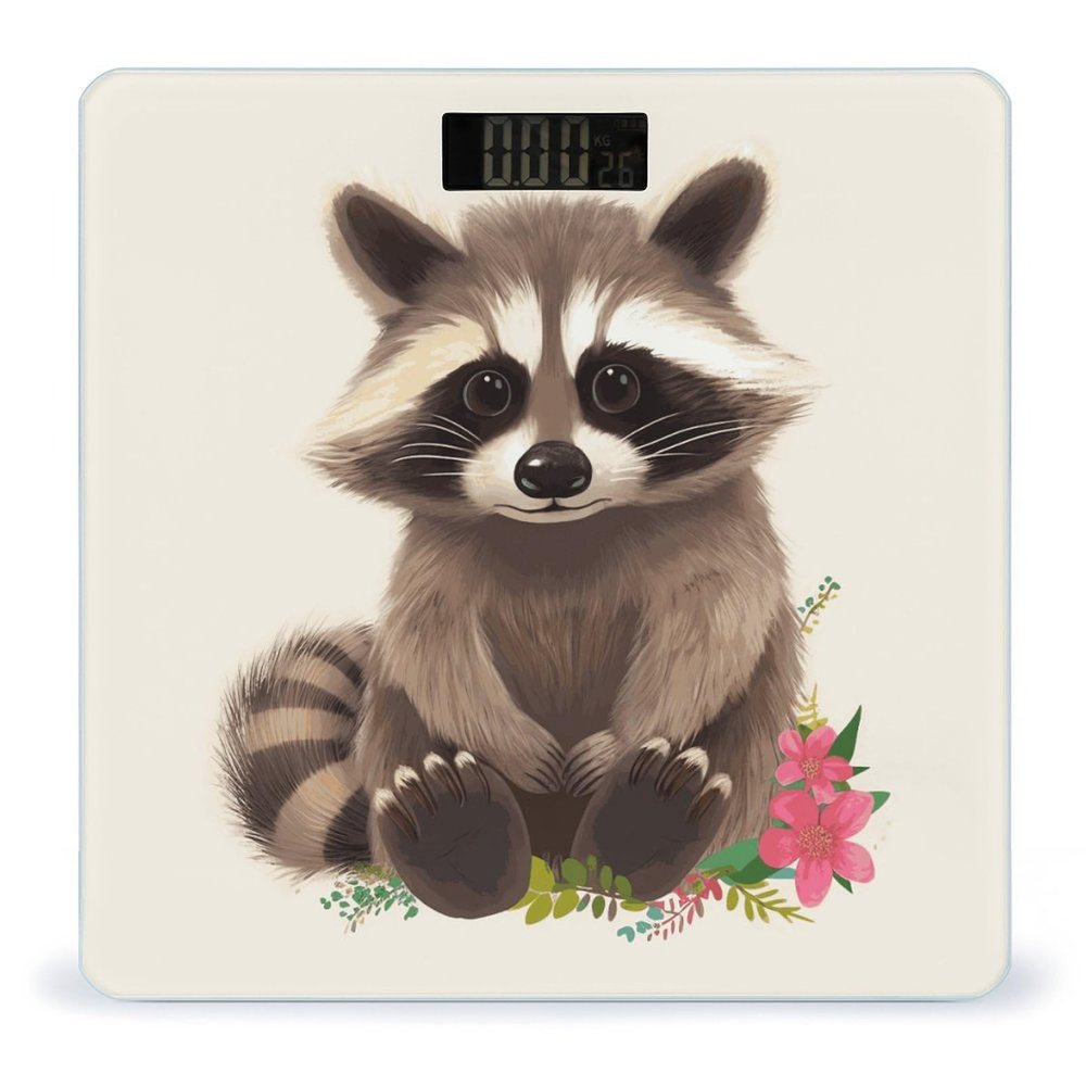 Weighing Scale for Body Weight Scales Digital Scale Portable Smart Raccoon Printed Bathroom Scale