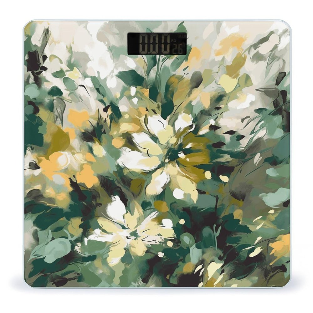 Weighing Scale for Body Weight Scales Digital Scale Portable Smart Light Yellow Dark Green Printed Bathroom Scale