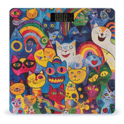Weighing Scale for Body Weight Scales Digital Scale Portable Smart Flowers and Cat Printed Bathroom Scale