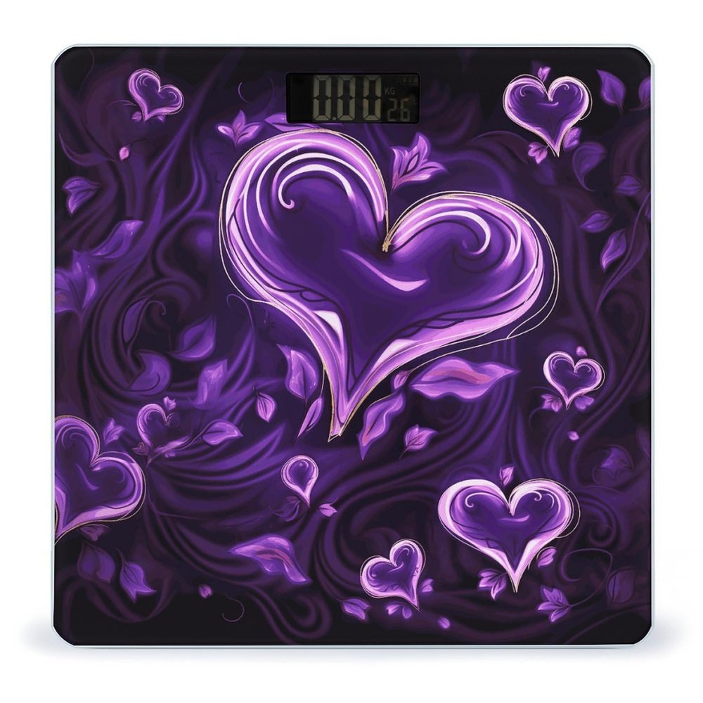 Weighing Scale for Body Weight Scales Digital Scale Portable Smart Purple Love Printed Bathroom Scale
