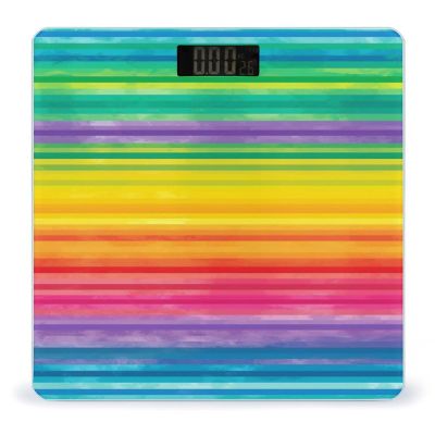 Weighing Scale for Body Weight Scales Digital Scale Portable Smart Rainbow Colored Striped Printed Bathroom Scale